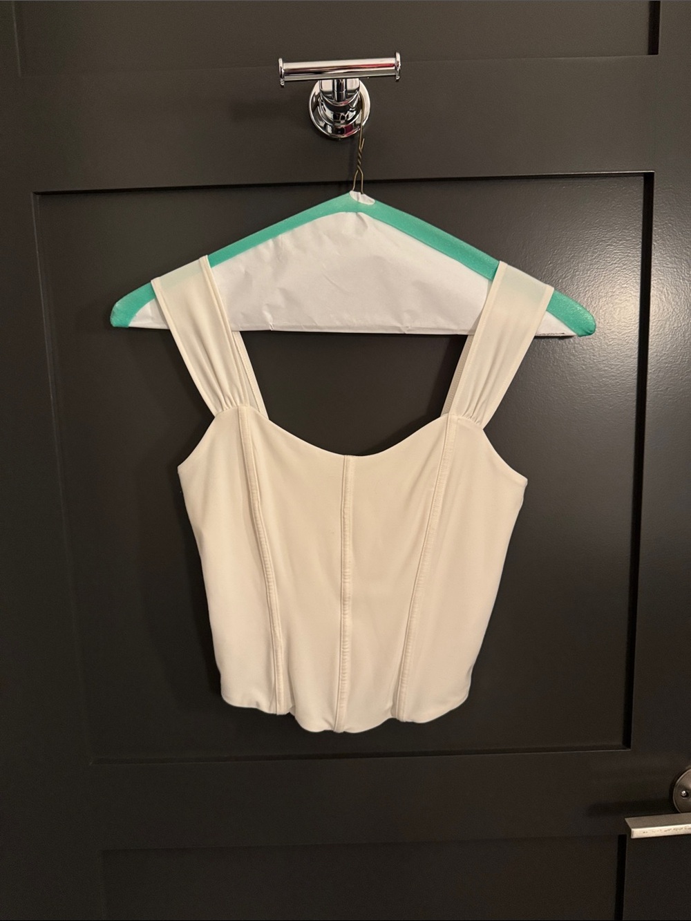 Wilfred Cream Structured Square-Neck Crop Top